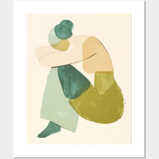 Sage Green Abstract Woman Painting Posters and Art